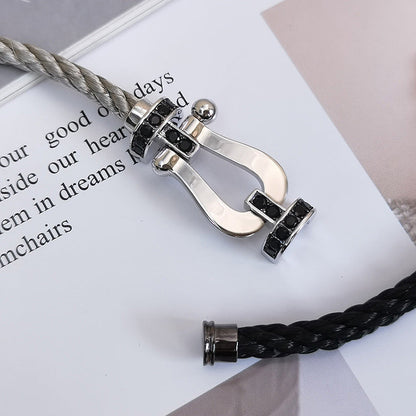 [Royal Jewelry]FORCE LARGE HORSESHOE BLACK DIAMOND BRACELET SILVER