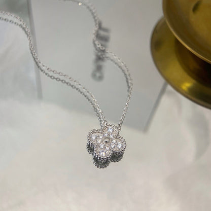 [Royal Jewelry]CLOVER 15MM DIAMOND SINGLE FLOWER NECKLACE
