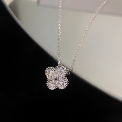 [Royal Jewelry]CLOVER 15MM DIAMOND SINGLE FLOWER NECKLACE