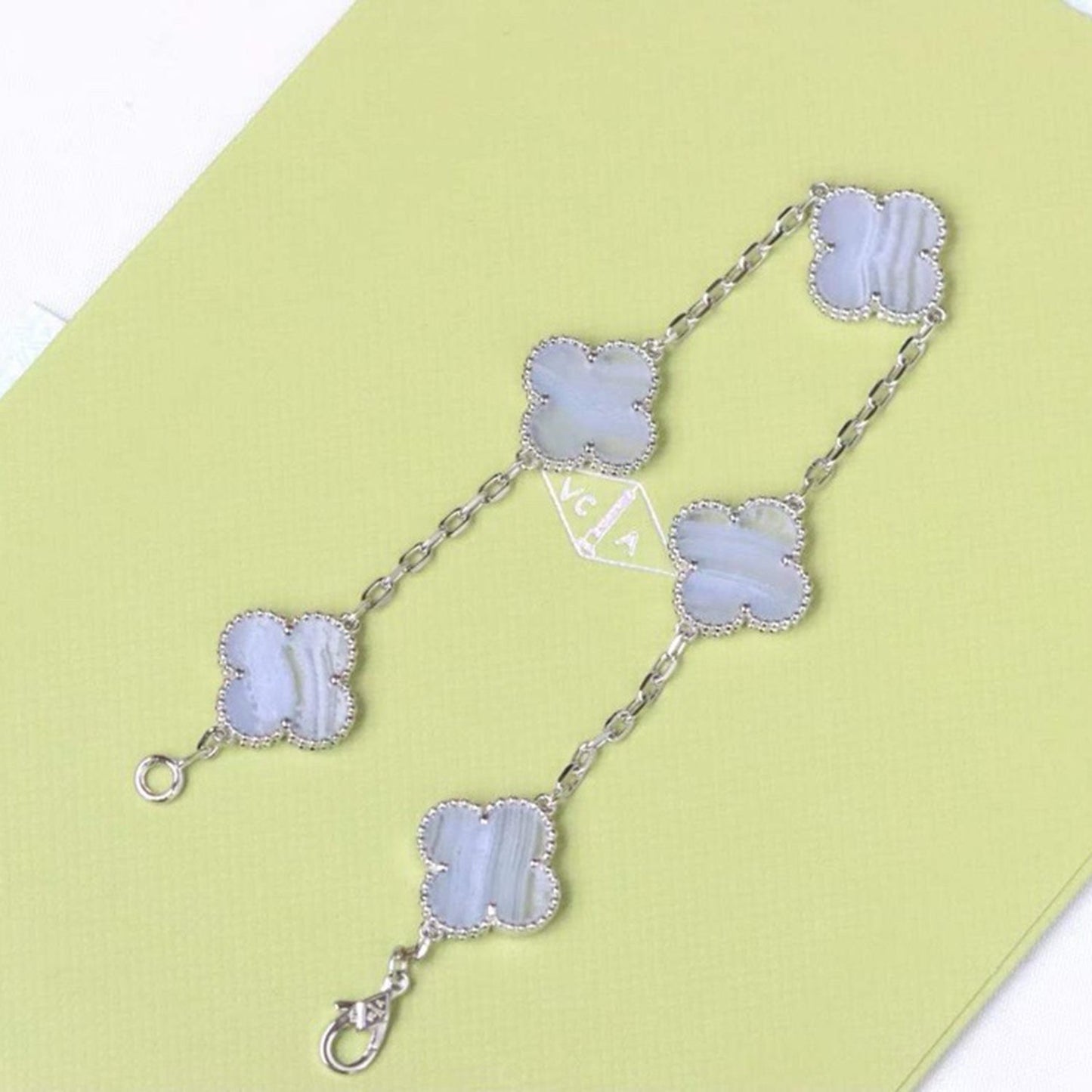 [Royal Jewelry]CLOVER  5 MOTIF PURPLE CHALCEDONY BRACELET SILVER