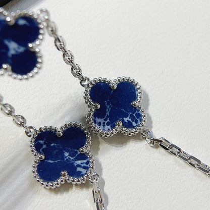 [Royal Jewelry]CLOVER 5 MOTIF PIETERSITE SILVER BRACELET