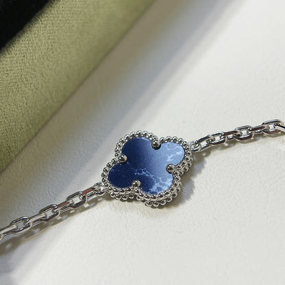[Royal Jewelry]CLOVER 5 MOTIF PIETERSITE SILVER BRACELET