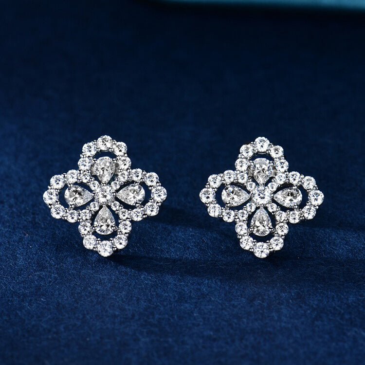 [Royal Jewelry]LOOP EARRINGS FULL MOTIF DIAMOND 16MM