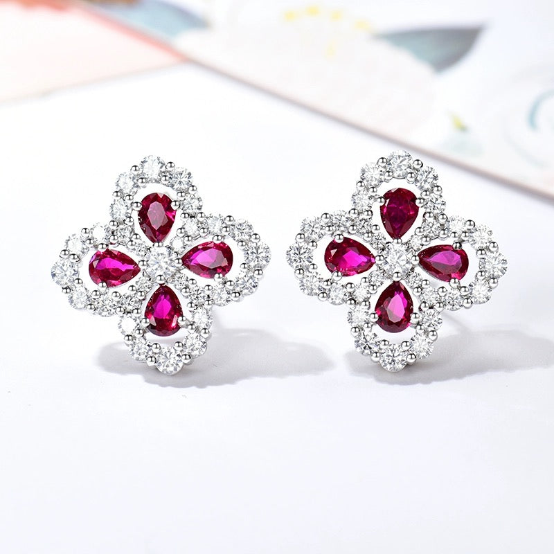 [Royal Jewelry]LOOP EARRINGS FULL MOTIF DIAMOND 16MM