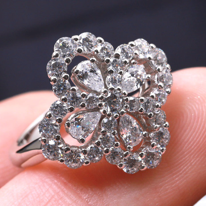 [Royal Jewelry]LOOP RING FULL MOTIF DIAMOND 16MM SILVE