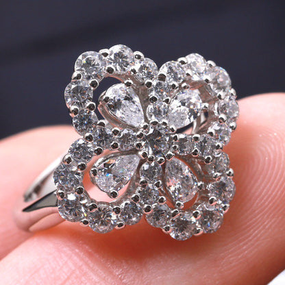 [Royal Jewelry]LOOP RING FULL MOTIF DIAMOND 16MM SILVE