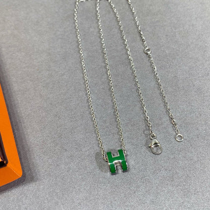 [Royal Jewelry]POP H GREEN NECKLACE SILVER AND GOLD