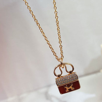 [Royal Jewelry]CONSTANCE RED PEDANT PINK GOLD NECKLACE