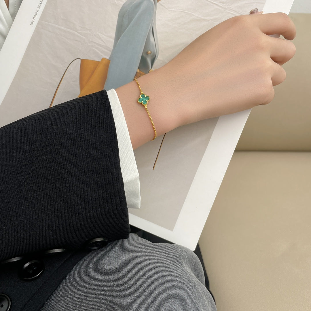[Royal Jewelry]CLOVER BRACELET MALACHITE 1 MOTIF