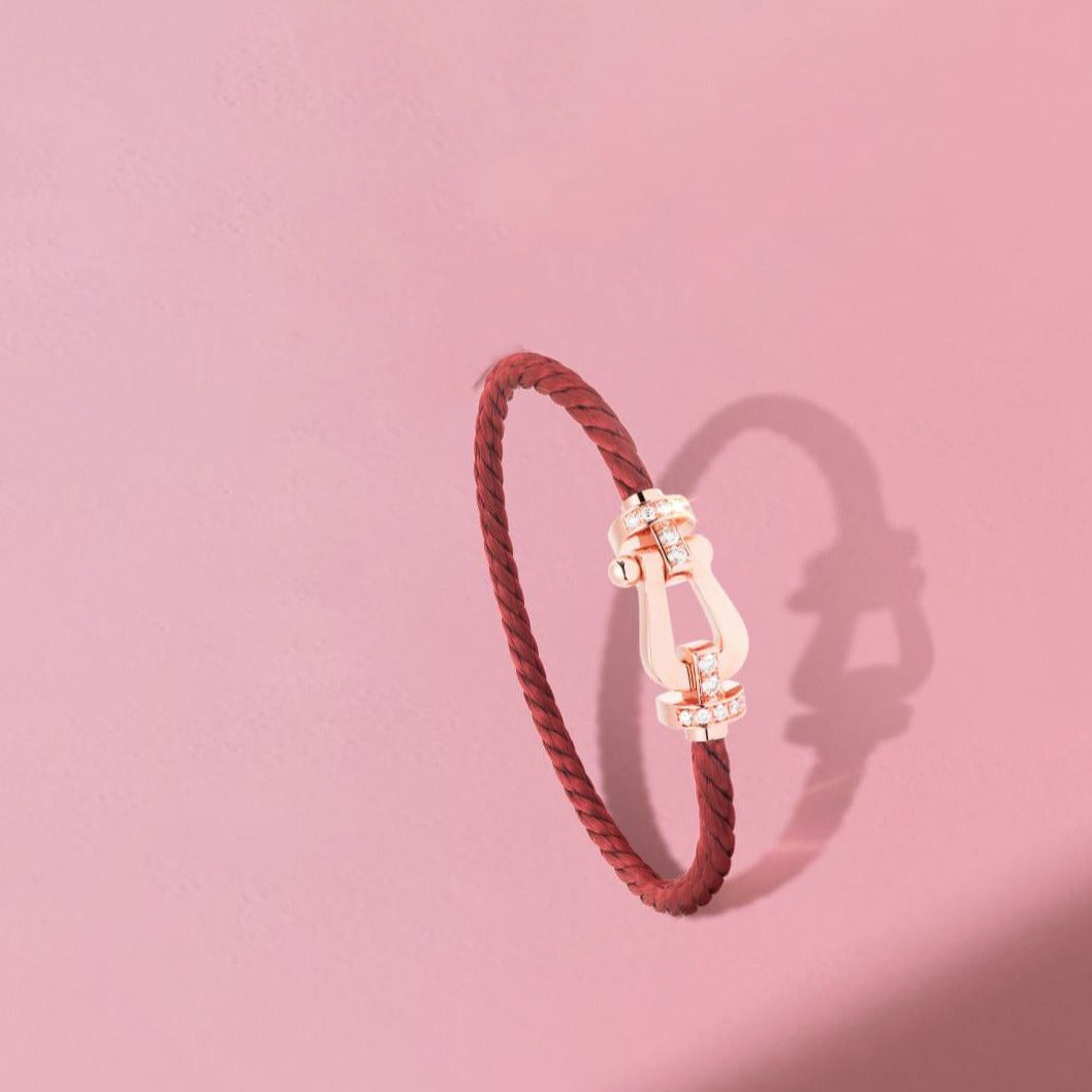[Royal Jewelry]FORCE 10 HALF DIAMOND PINK GOLD RED CORDERI LARGE AND MEDIUM MODEL