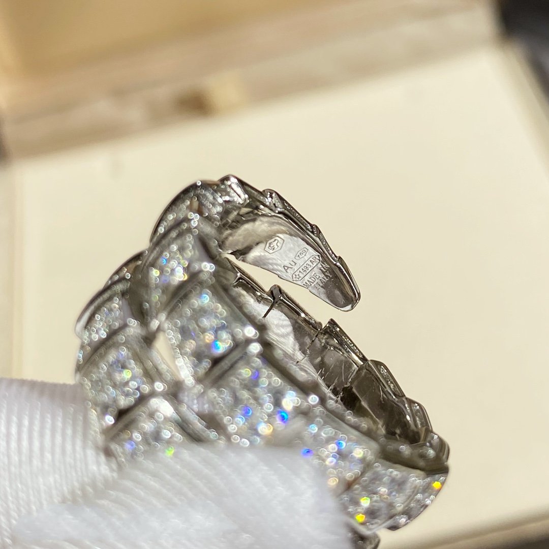 [Royal Jewelry]SERPENTI DOUBLE RING SILVER DIAMOND PAVED