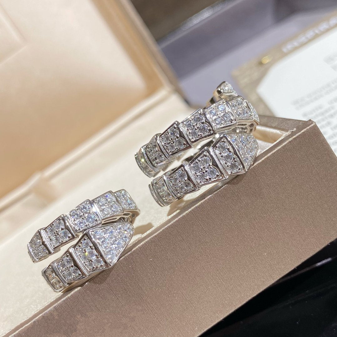 [Royal Jewelry]SERPENTI DOUBLE RING SILVER DIAMOND PAVED