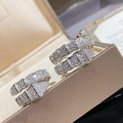 [Royal Jewelry]SERPENTI DOUBLE RING SILVER DIAMOND PAVED