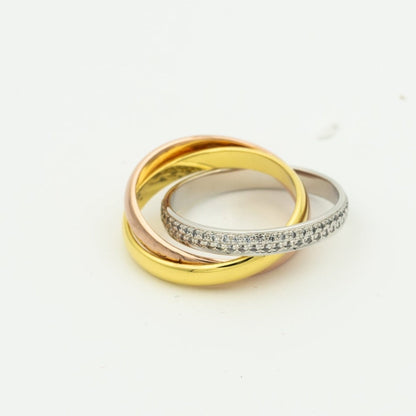 [Royal Jewelry]TRINITY RING GOLD PINK GOLD SILVER DIAMONDS