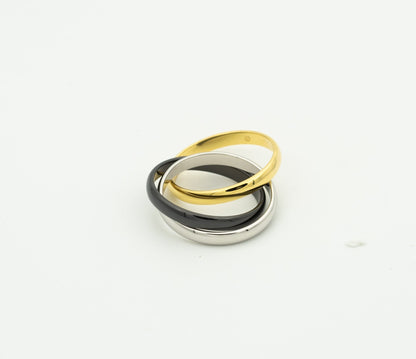 [Royal Jewelry]TRINITY RING BLACK GOLD SILVER