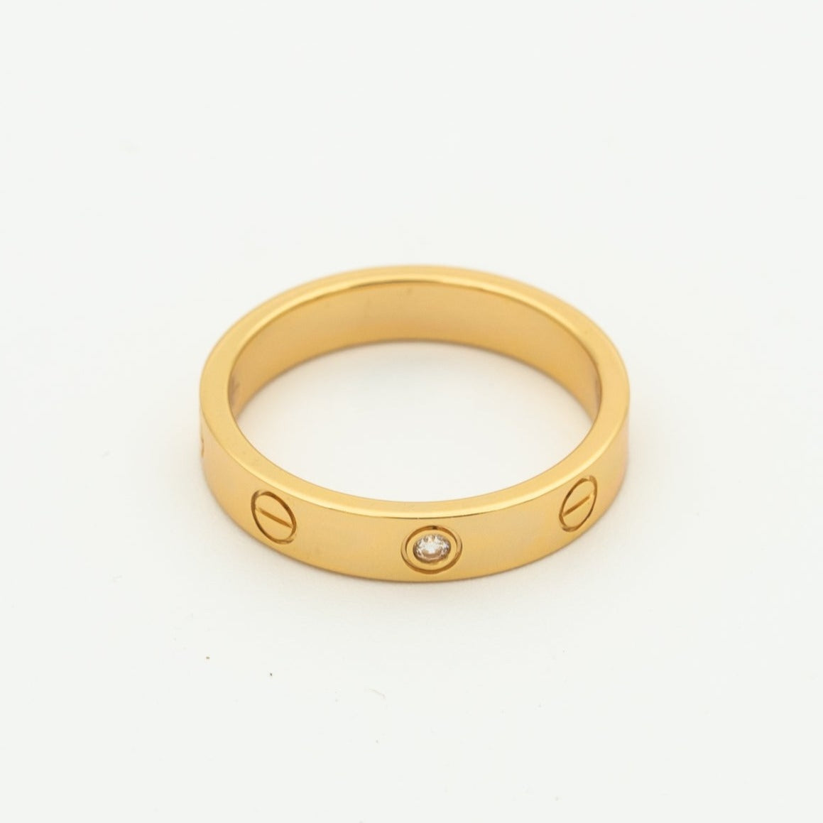 [Royal Jewelry]LOVE RING 4MM 1 DIAMOND PINK GOLD