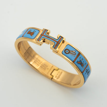 [Royal Jewelry]H PINK GOLD BRACELET BLUE CERAMIC