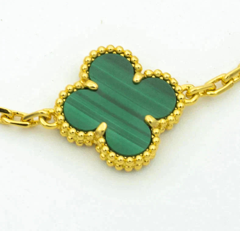[Royal Jewelry]CLOVER  5 MOTIF MALACHITE DIAMOND BRACELET