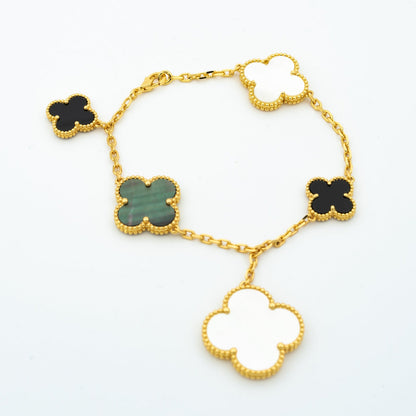 [Royal Jewelry]CLOVER BRACELET 5 MOTIFS ONYX MOP