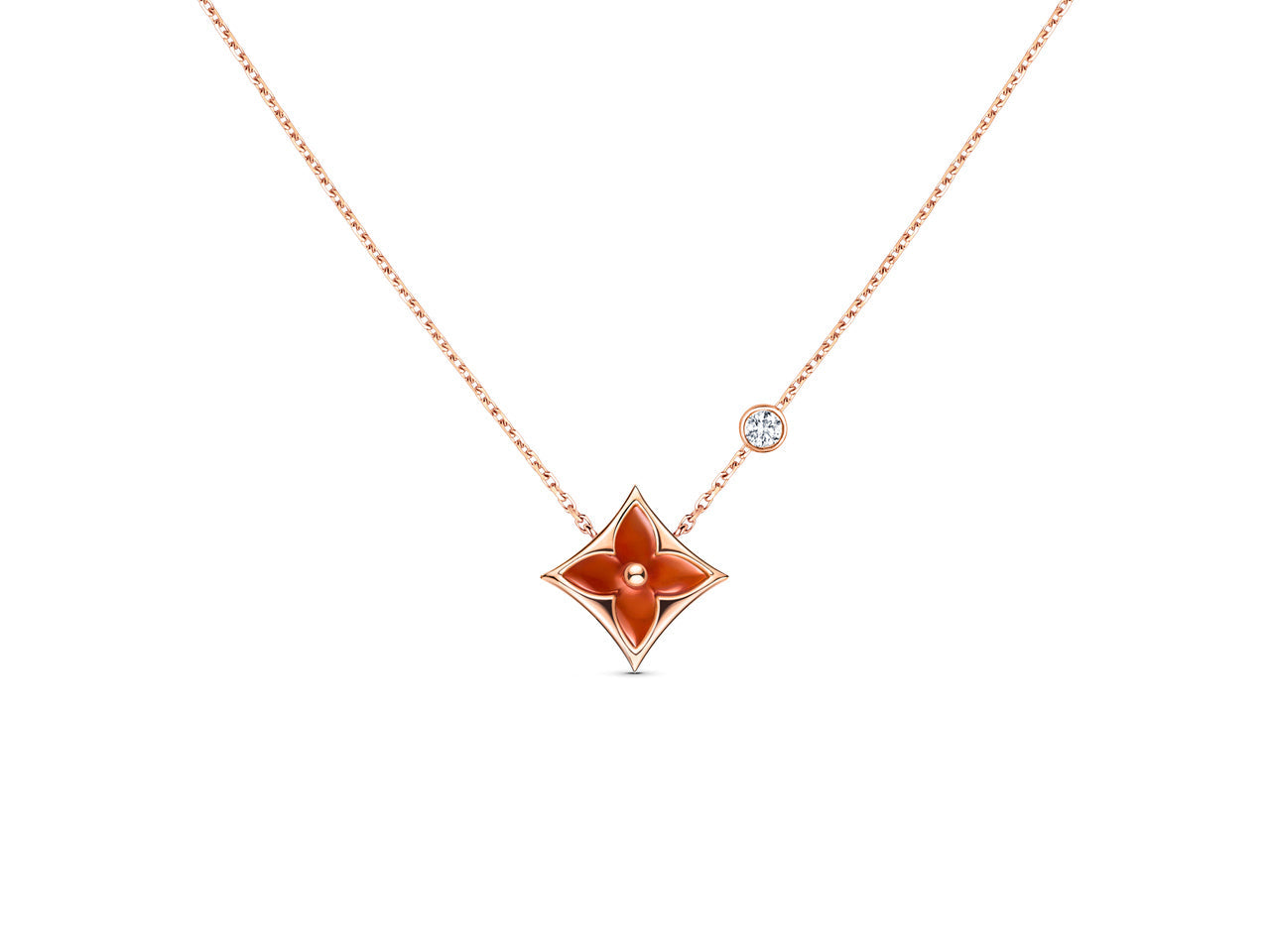 [Royal Jewelry]STAR NECKLACE PINK GOLD 1 DIAMOND