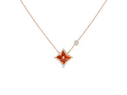 [Royal Jewelry]STAR NECKLACE PINK GOLD 1 DIAMOND