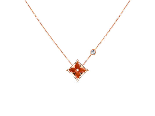 [Royal Jewelry]STAR NECKLACE PINK GOLD 1 DIAMOND