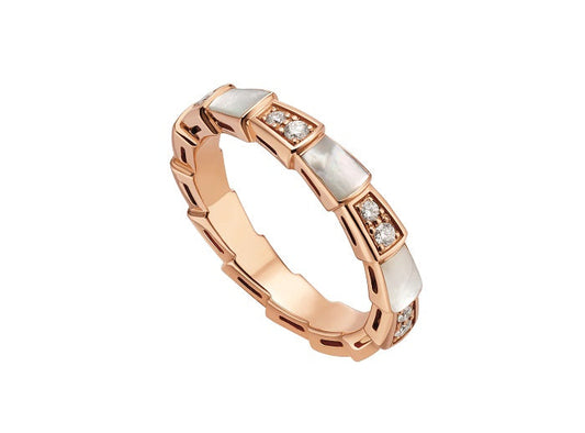 [Royal Jewelry]SERPENTI RING PINK GOLD DIAMOND MOP 3MM