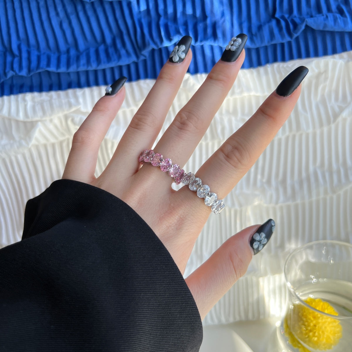 [Royal Jewelry]Dainty Elongated Cushion Cut Tennis Ring