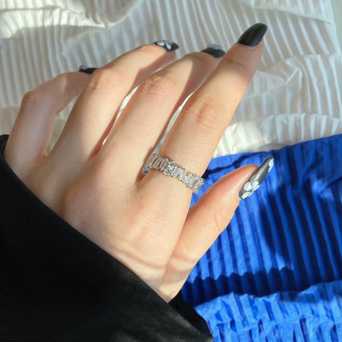 [Royal Jewelry]Delicate Multi Shape Tennis Ring
