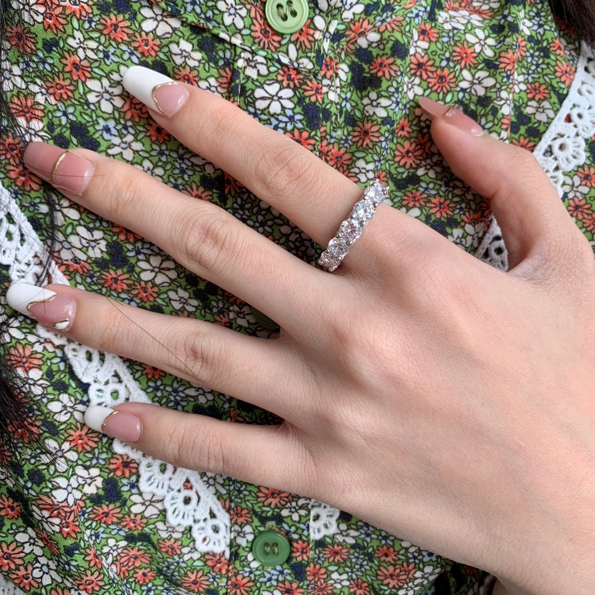 [Royal Jewelry]Gorgeous Round Cut Tennis Ring