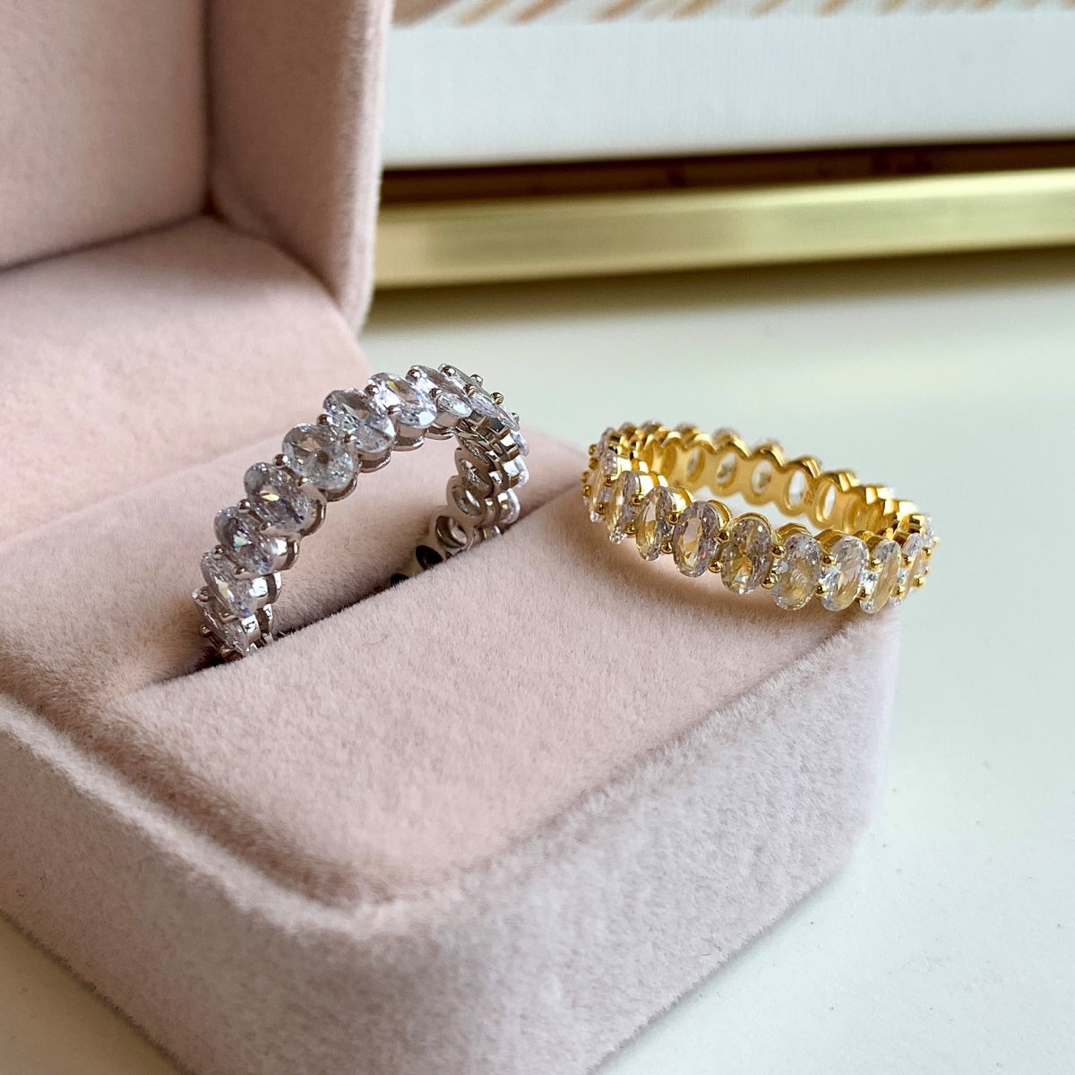 [Royal Jewelry]Ornate Oval Cut Tennis Ring