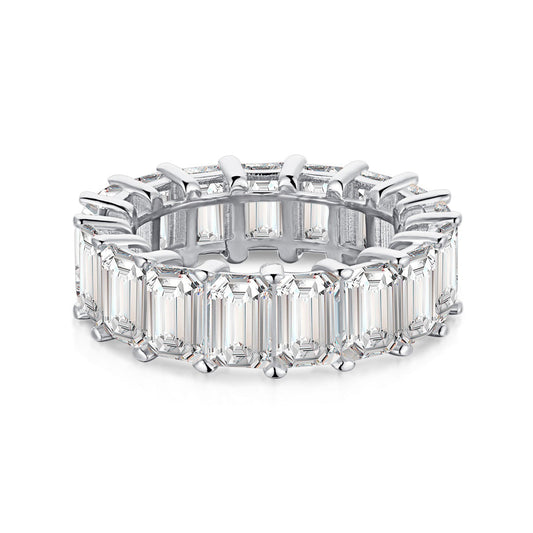 [Royal Jewelry]0.75 Carat Elegant Emerald Cut Tennis Ring