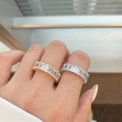 [Royal Jewelry]0.75 Carat Elegant Emerald Cut Tennis Ring