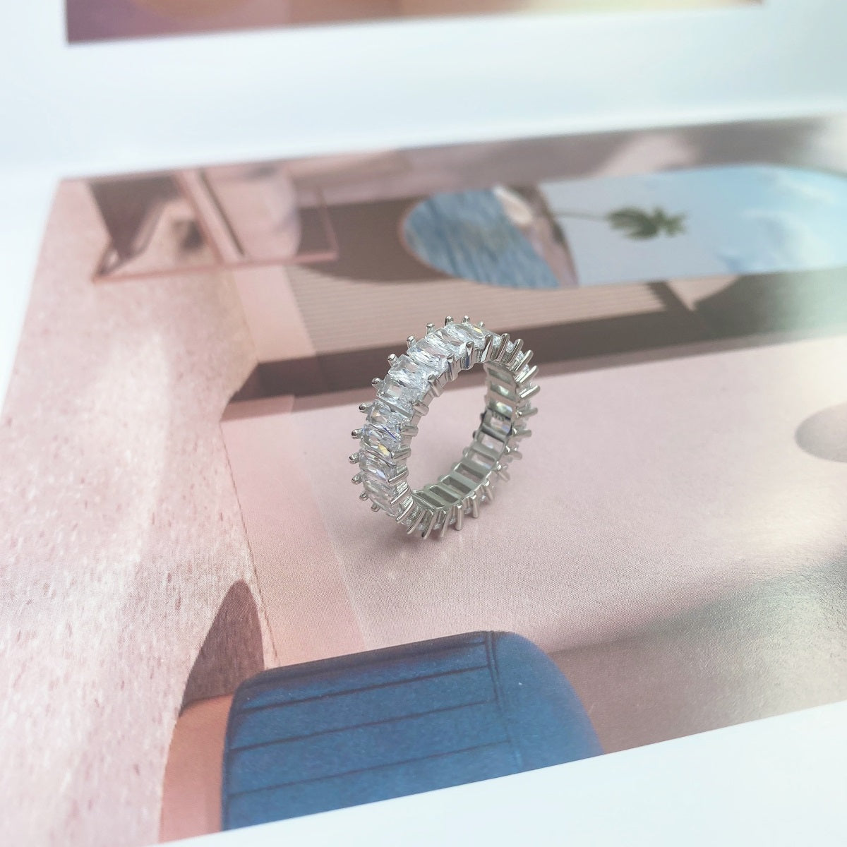 [Royal Jewelry]Unique Colorful Radiant Cut RIng