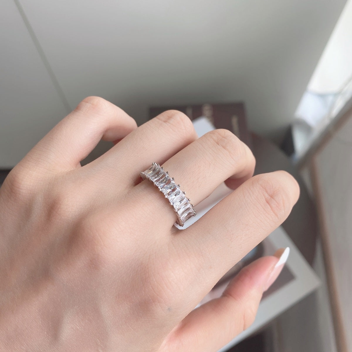 [Royal Jewelry]Unique Colorful Radiant Cut RIng