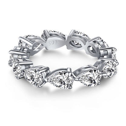 [Royal Jewelry]Exquisite Pear Cut Tennis Ring