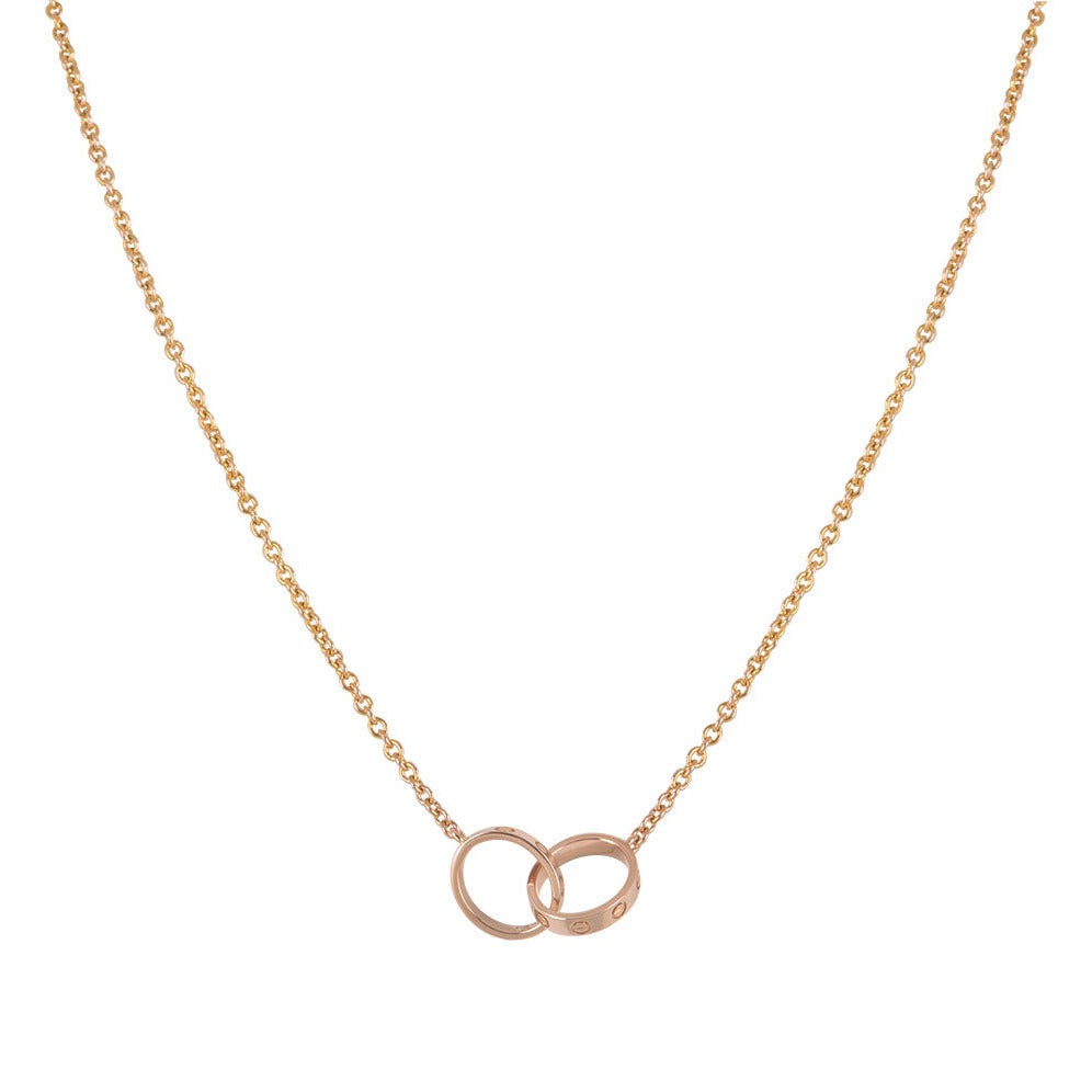 [Royal Jewelry]LOVE NECKLACE DOUBLE RING PINK GOLD