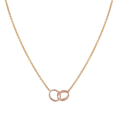 [Royal Jewelry]LOVE NECKLACE DOUBLE RING PINK GOLD