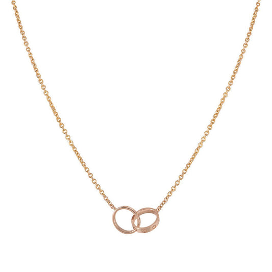 [Royal Jewelry]LOVE NECKLACE DOUBLE RING PINK GOLD