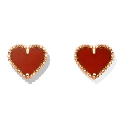[Royal Jewelry]HEART CARNELIAN STUD EARRINGS
