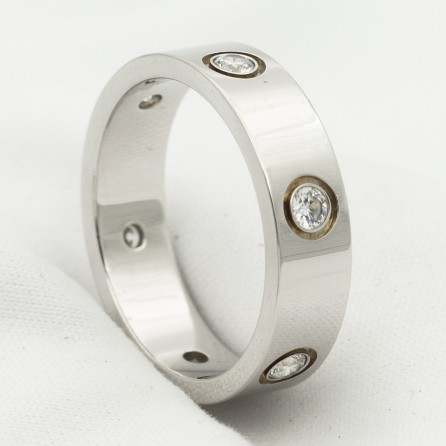 [Royal Jewelry]LOVE RING 5.5MM 6 DIAMONDS SILVER