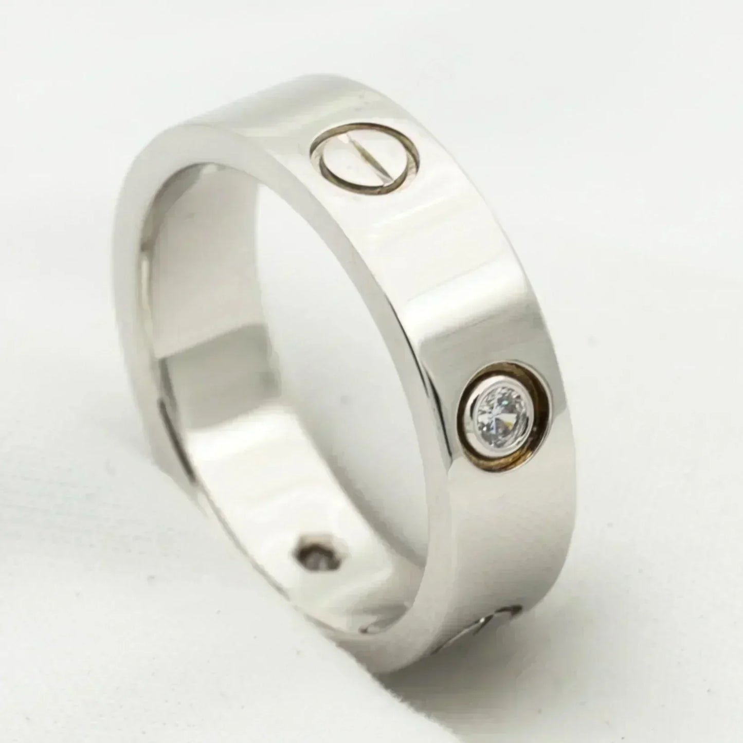 [Royal Jewelry]LOVE RING 5.5MM 3 DIAMONDS SILVER