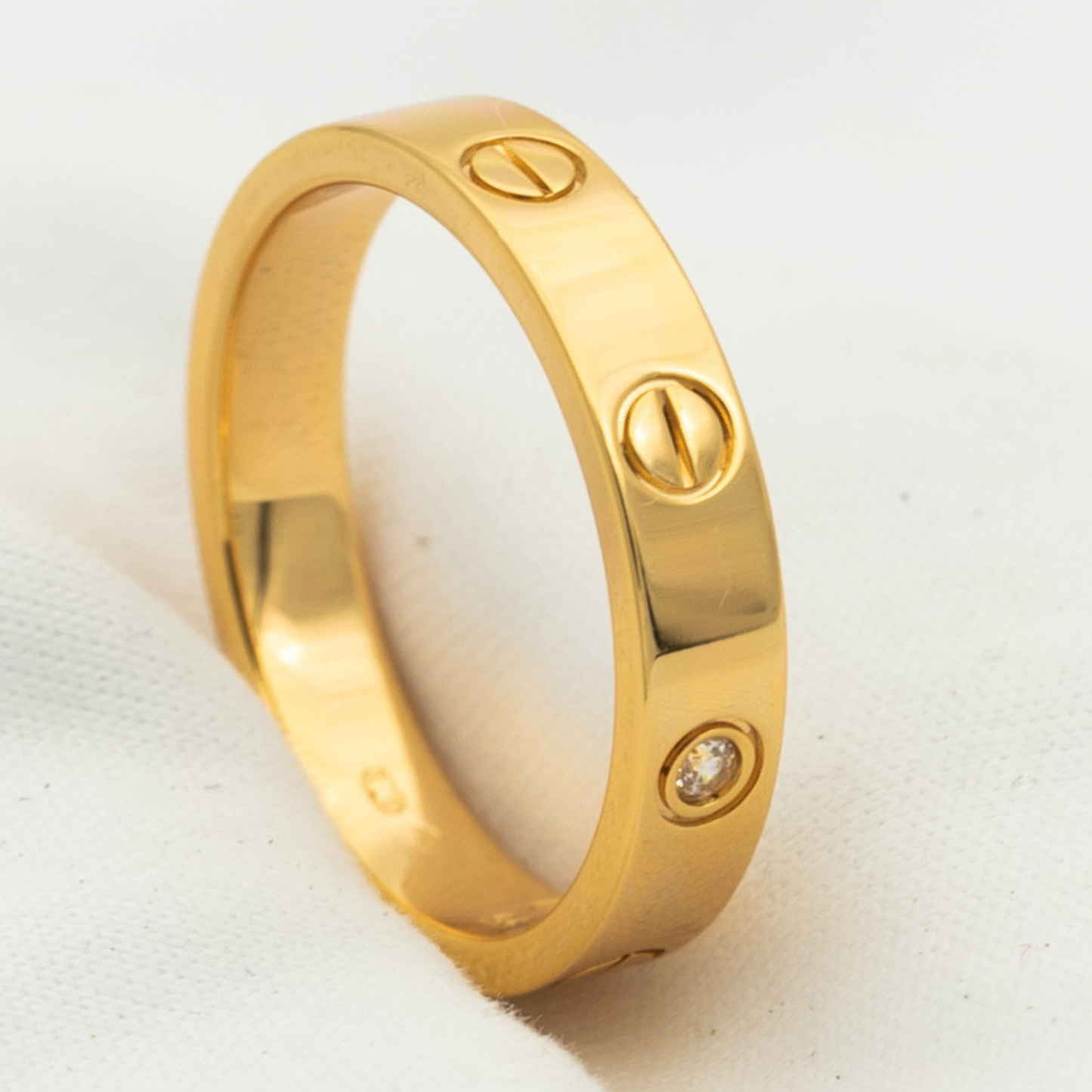 [Royal Jewelry]LOVE RING 4MM 1 DIAMOND PINK GOLD