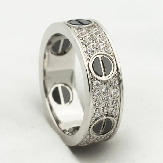 [Royal Jewelry]LOVE RING 5.5MM DIAMONDS PAVED CERAMIC