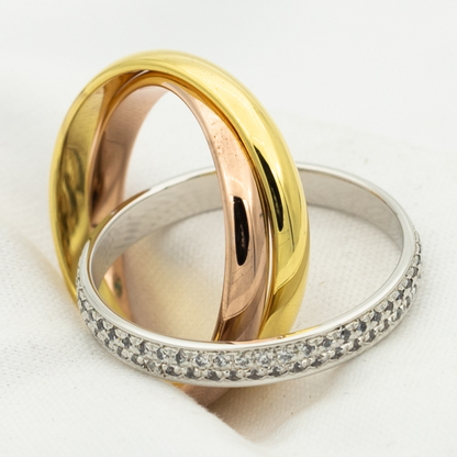 [Royal Jewelry]TRINITY RING GOLD PINK GOLD SILVER DIAMONDS