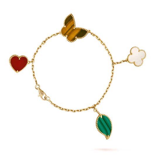 [Royal Jewelry]LUCKY SPRING 5 MOTIF GOLD BRACELET