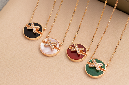 [Royal Jewelry]JEUX DE PINK GOLD DIAMOND NECKLACE