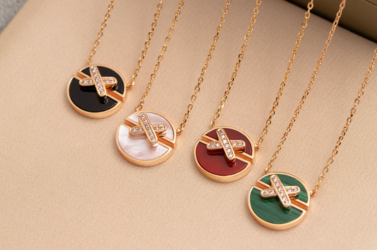 [Royal Jewelry]JEUX DE PINK GOLD DIAMOND NECKLACE