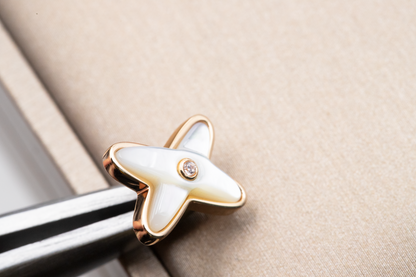 [Royal Jewelry]JEUX DE WHITE MOP ROSE GOLD DIAMOND EARRINGS