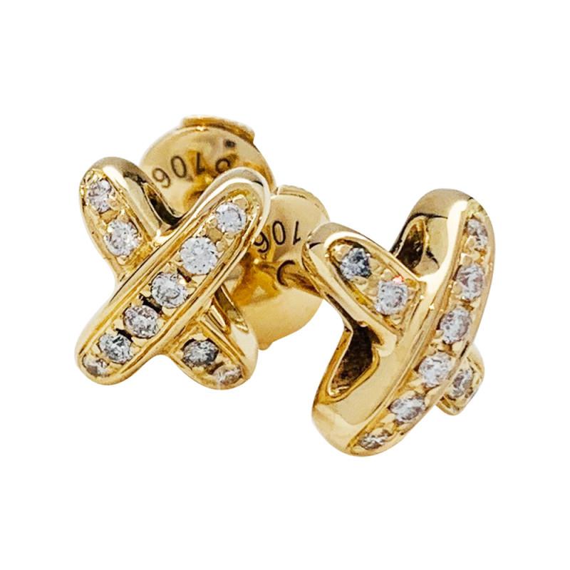 [Royal Jewelry]JEUX DE GOLD DIAMOND EARRINGS
